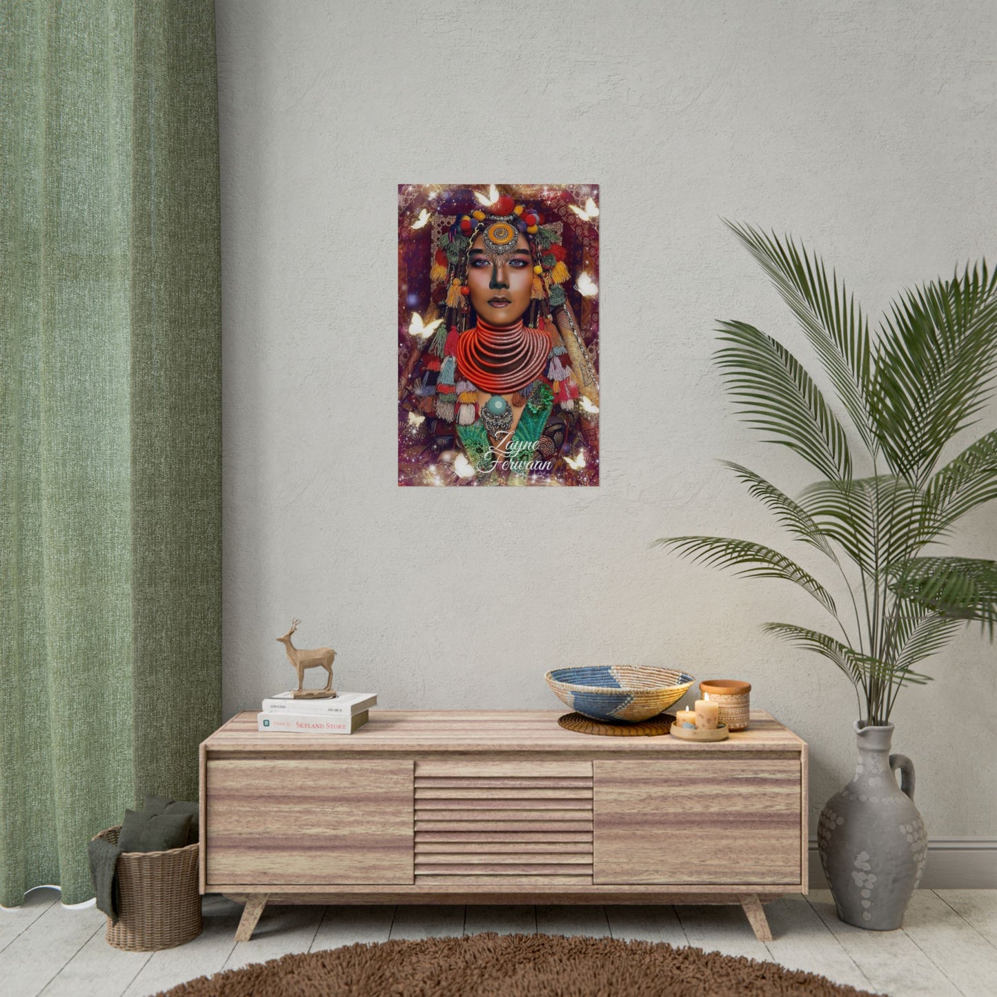 Poster Art Print - Tribal Queen Glamour and Cosmic Serenity