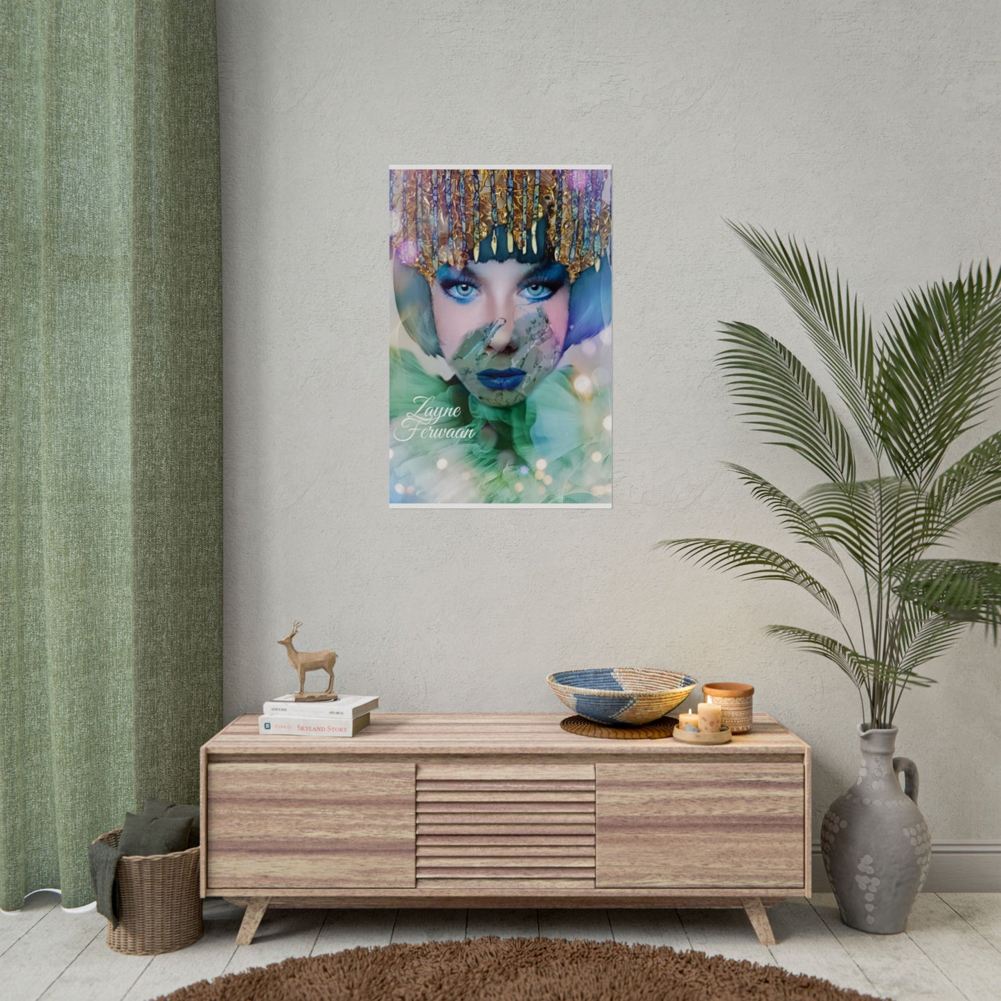 Poster Art Print - High Fashion in Gold and Turquoise Dreams